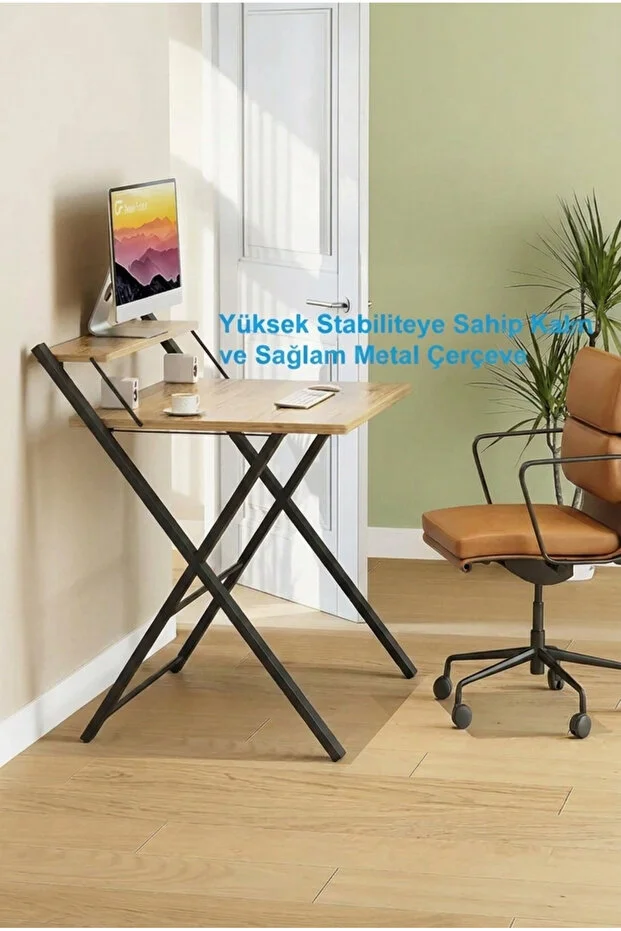 Katlanır Çalışma Masası Raflı Laptop Masası Bilgisayar Masası Küçük Çalışma Masası Çocuk Öğrenci Ders 